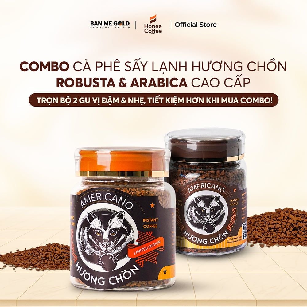 [COMBO TRẢI NGHIỆM] 100% Cà Phê Arabica (50g) x Robusta (30g) Sấy Lạnh Hương Chồn Americano