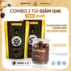 [COMBO SÁNG TẠO] 2 Túi Cà Phê Hương Chồn (THƯỢNG HẠNG) NGUYÊN HẠT (200g x 2) - Cà Phê Chồn THẬT Honee Coffee -  Cafe Rang Xay