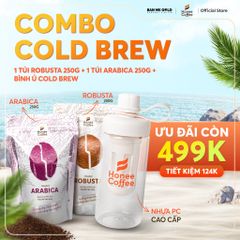 [COMBO COLDBREW TƯƠI MỚI] ARABICA & ROBUSTA (250GR) + BÌNH Ủ 600ML | TẶNG LY THỦY TINH