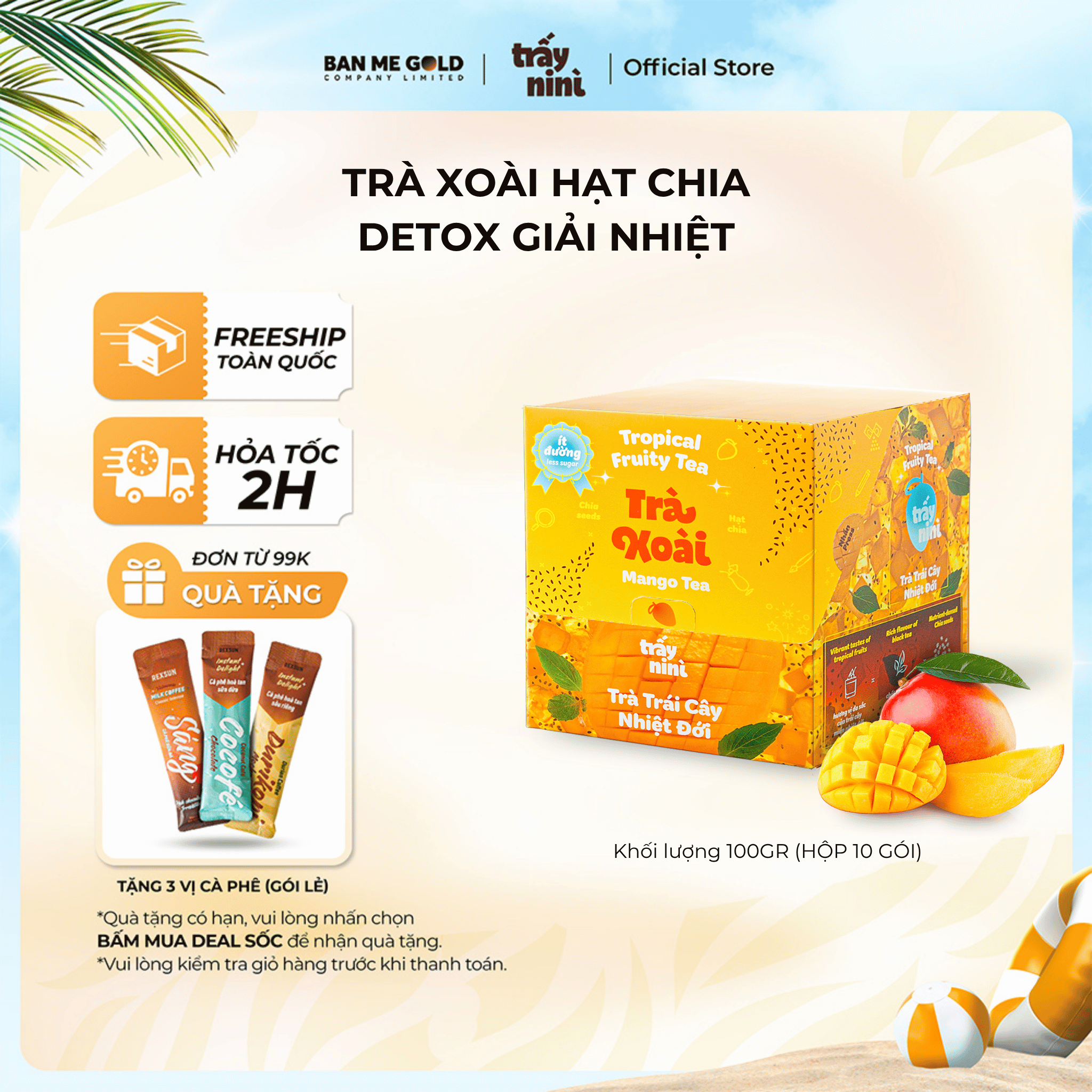 [COMBO TIẾT KIỆM] 5 Hộp Trà Trái Cây Nhiệt Đới Hạt Chia - 50 Gói - Chính Hãng Ban Me Gold - Trấy NiNì