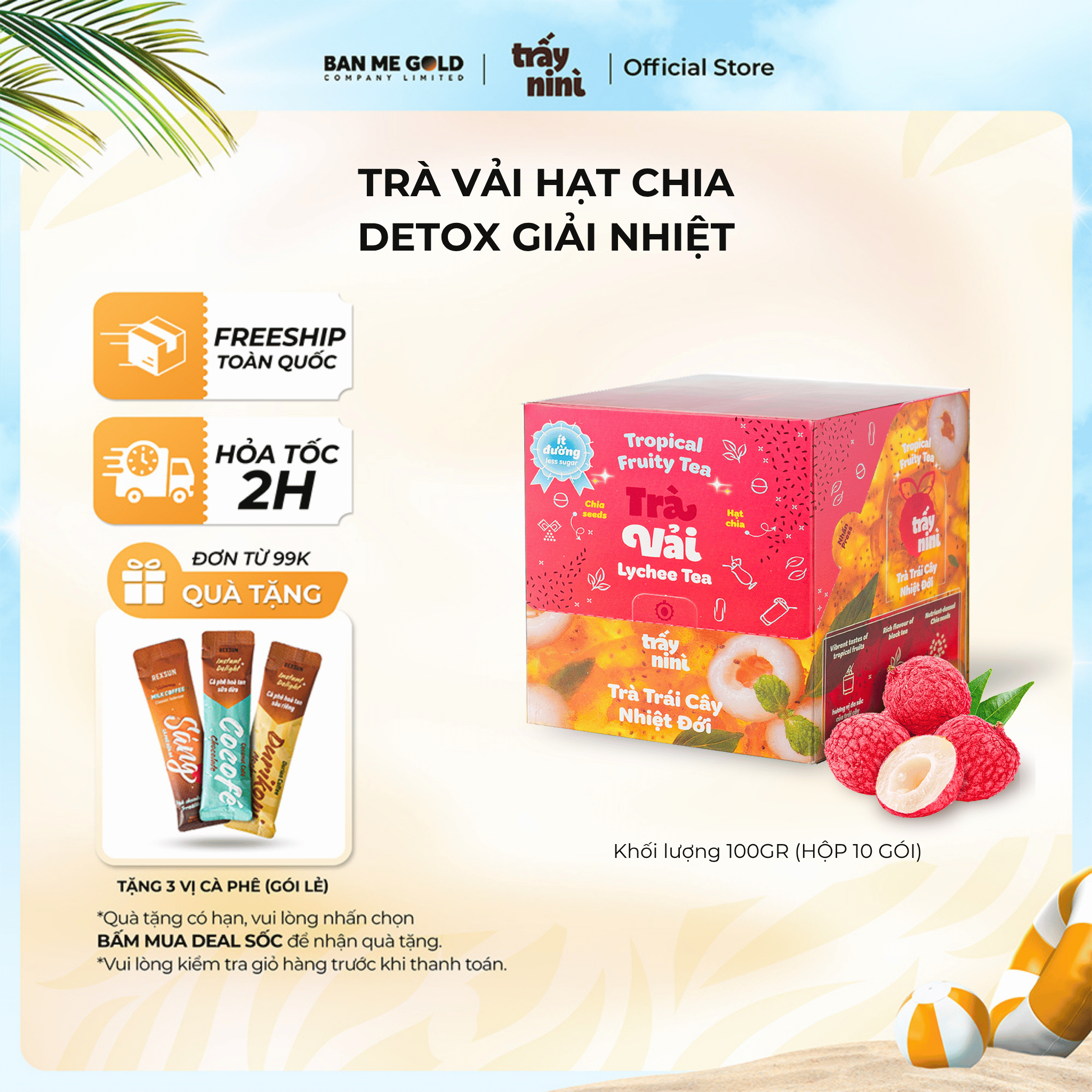 [COMBO TIẾT KIỆM] 5 Hộp Trà Trái Cây Nhiệt Đới Hạt Chia - 50 Gói - Chính Hãng Ban Me Gold - Trấy NiNì