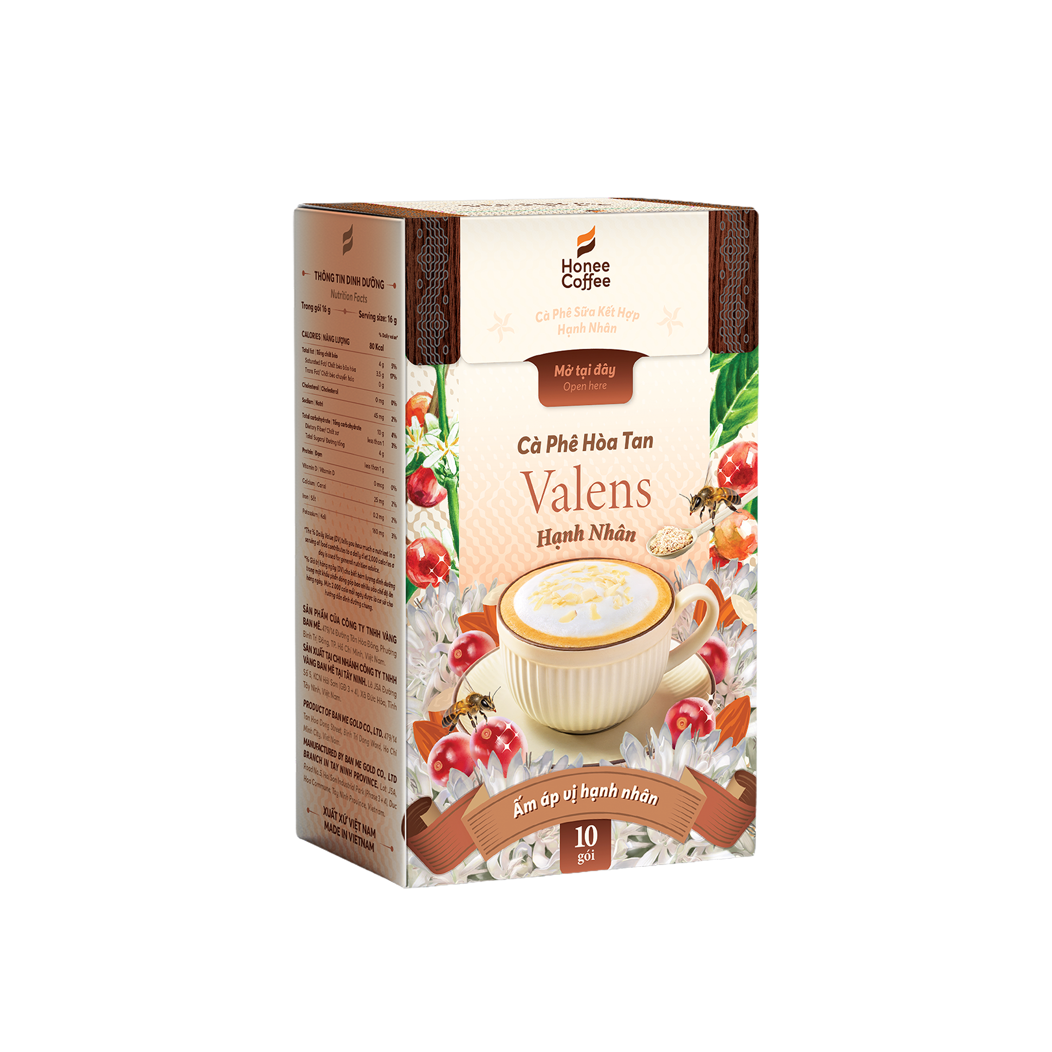 CÀ PHÊ HÒA TAN VALENS HẠNH NHÂN CÀ PHÊ (160G) [10 Gói × 16g]