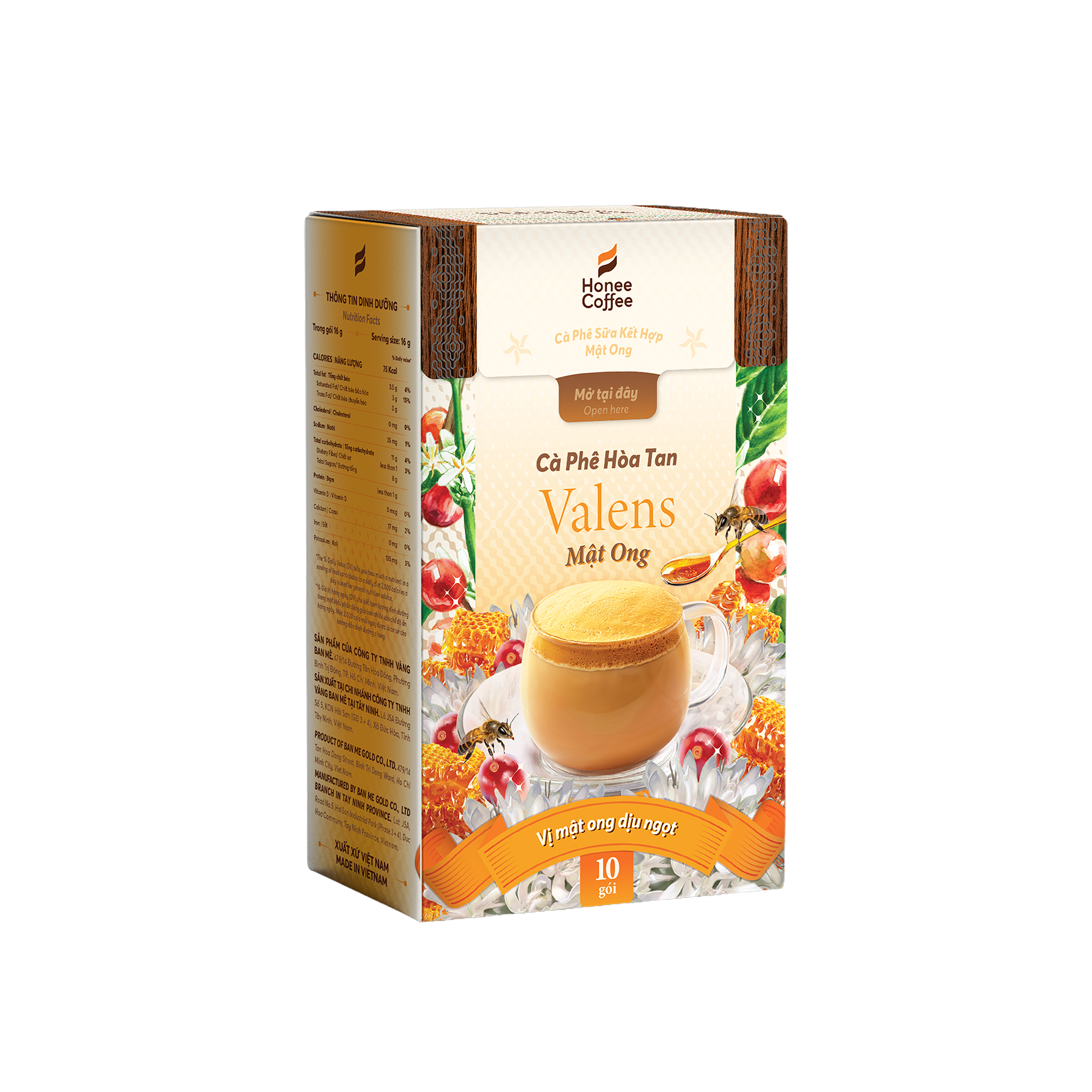 CÀ PHÊ HÒA TAN VALENS MẬT ONG CÀ PHÊ (160G) [10 Gói × 16g]