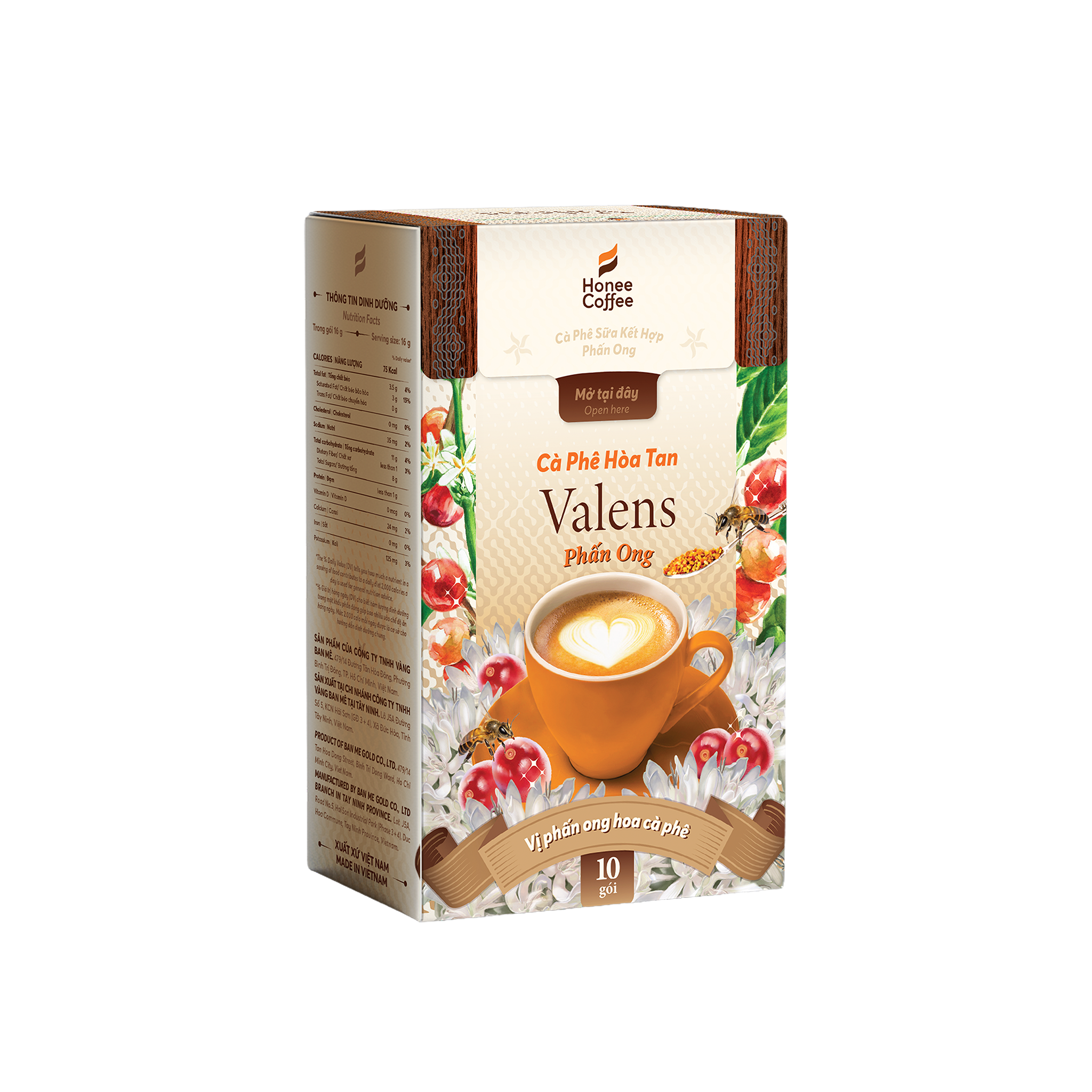 CÀ PHÊ HÒA TAN VALENS PHẤN HOA CÀ PHÊ (160G) [10 Gói × 16g]