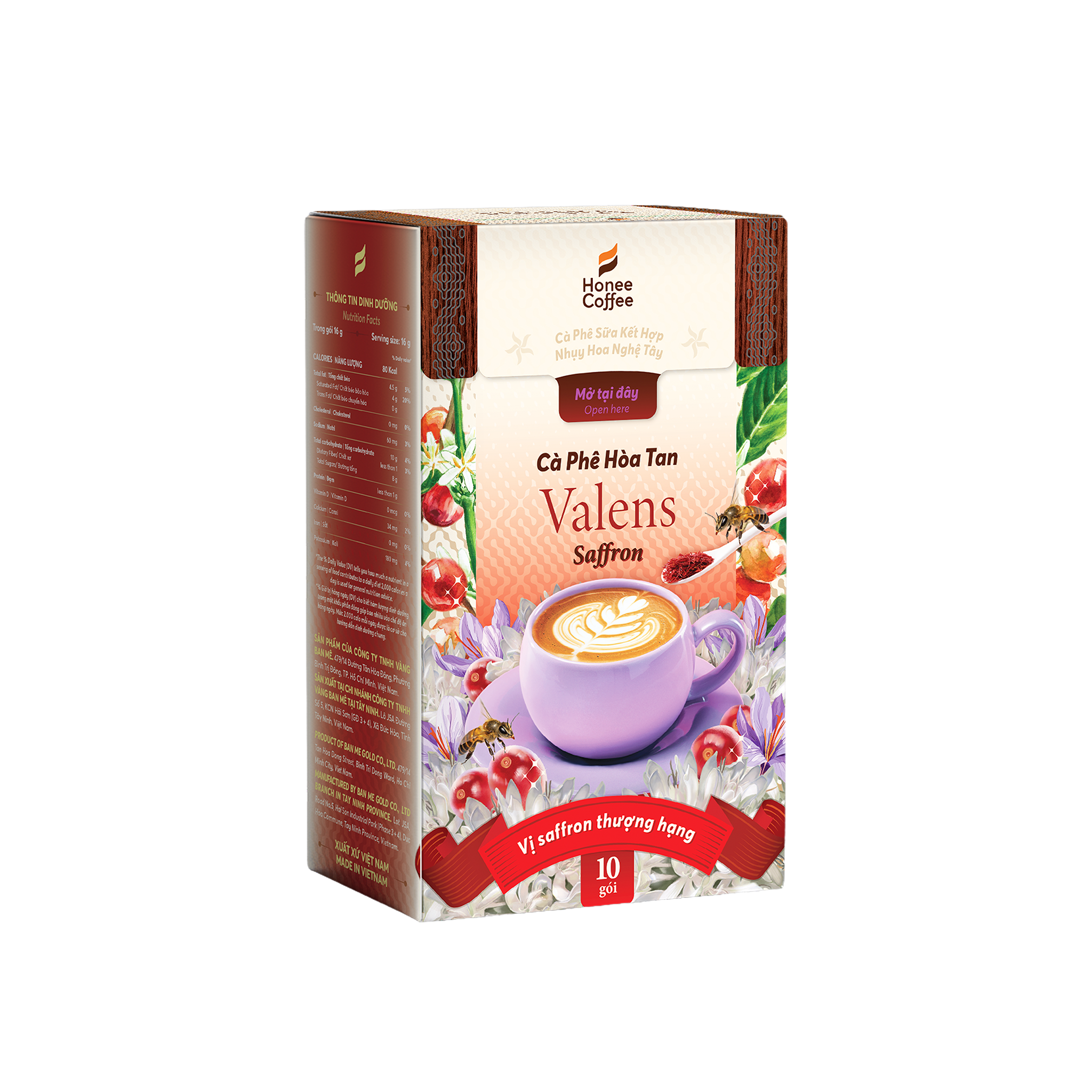 CÀ PHÊ HÒA TAN VALENS SAFFRON CÀ PHÊ (160G) [10 Gói × 16g]