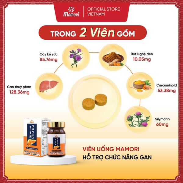 Viên Uống Mamori Hỗ Trợ Chức Năng Gan, Men gan cao, Thải độc gan, Gan nhiễm mỡ