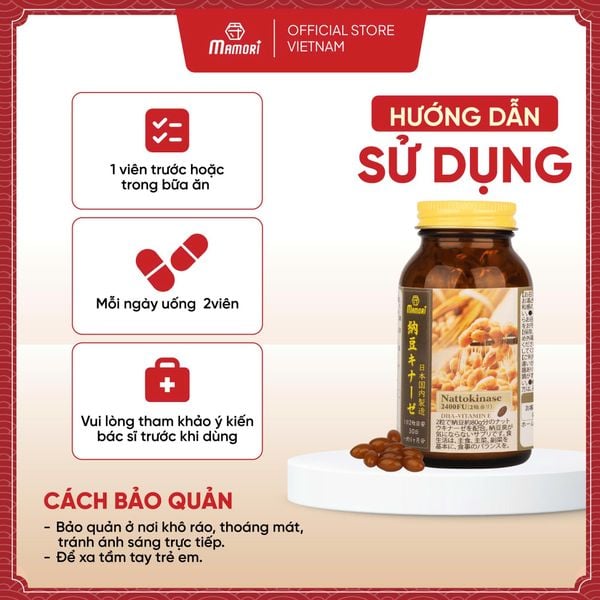 Viên Uống Mamori Nattokinase 2400FU Hỗ Trợ Phòng Ngừa Đột Qụy