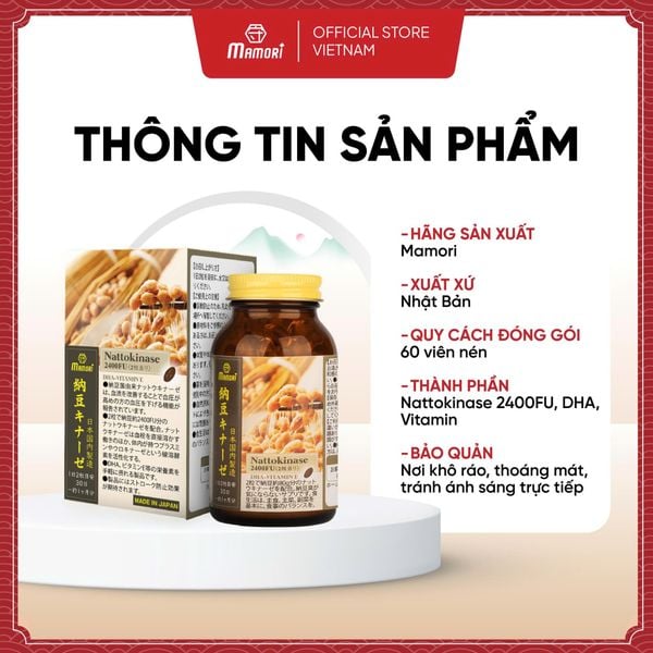 Viên Uống Mamori Nattokinase 2400FU Hỗ Trợ Phòng Ngừa Đột Qụy