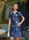  Đầm suông Tafta gấm - TFL336NAVY 