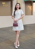  Đầm suông Tafta gấm - TFL337WHT 
