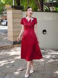  Đầm Midi Xòe Lụa Ruby Cao Cấp TIFALU Đầm Trung Niên Thanh Lịch U40-U60 - TFL434 