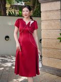  Đầm Midi Xòe Lụa Ruby Cao Cấp TIFALU Đầm Trung Niên Thanh Lịch U40-U60 - TFL434 