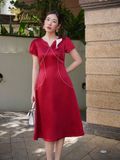  Đầm Midi Xòe Lụa Ruby Cao Cấp TIFALU Đầm Trung Niên Thanh Lịch U40-U60 - TFL434 