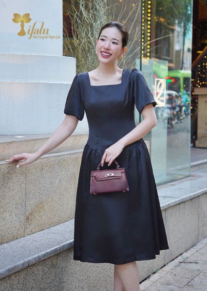  Đầm lụa dự tiệc - TFL747BLK 