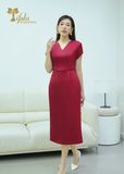  Đầm tiệc midi dáng ôm bính eo - TFL826RED 