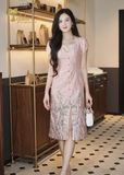  Đầm midi dáng ôm chất gấm tafta - TFL829GTPNK 