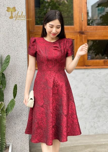  Đầm gấm tafta dáng xoè - TFL921RED 