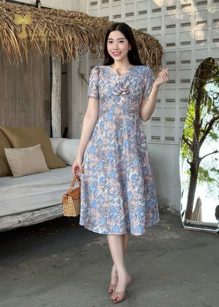  Đầm gấm tafta dáng xoè - TFL942GX 