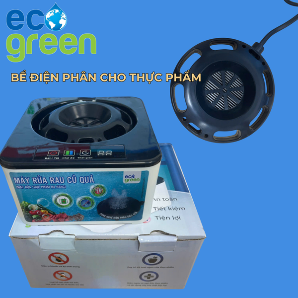 Máy Rửa Thực Phẩm Đa Năng KHỬ KHUẨN RAU CỦ QUẢ THỊT CÁ ECO GREEN Loại Bỏ 99,9% Vi khuẩn