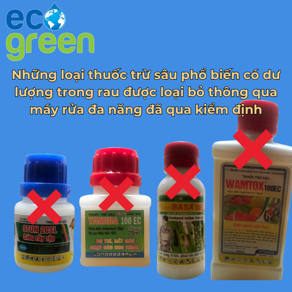 Máy Rửa Thực Phẩm Đa Năng KHỬ KHUẨN RAU CỦ QUẢ THỊT CÁ ECO GREEN Loại Bỏ 99,9% Vi khuẩn