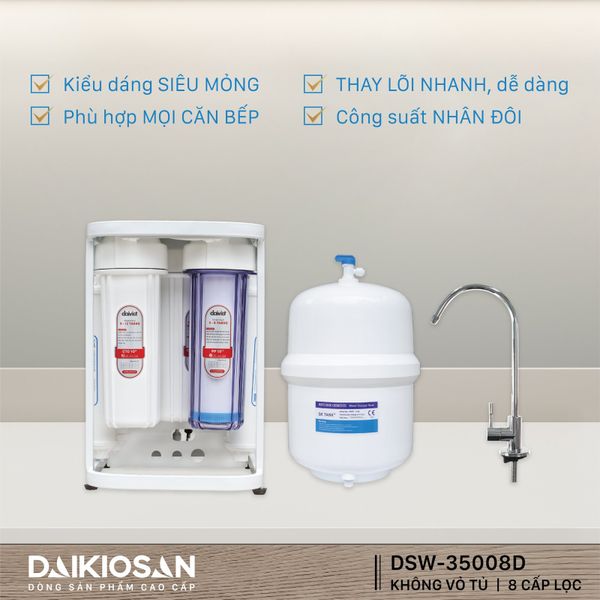 Máy lọc nước RO dùng cốc không vỏ tủ Daikiosan DSW-35008D