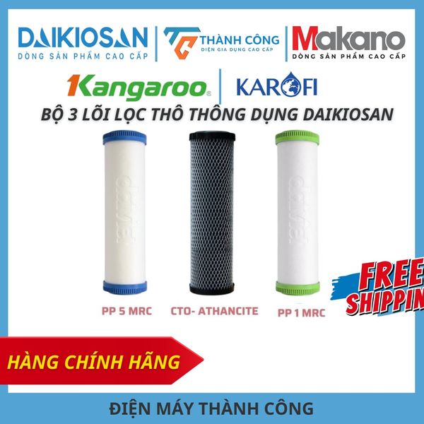 Lõi lọc nước DAIKIOSAN Combo lõi số 1 2 3 lõi lọc nước Đại Việt – PP5, CTO Anthracite, PP1 dùng cho máy RO