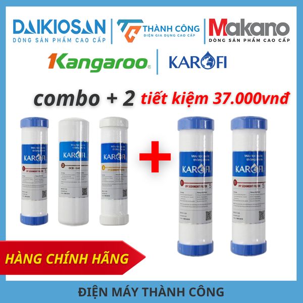 Lõi lọc nước Karofi Combo lõi số 123 chính hãng – Lõi PP5, OCB-GAC, PP1 thay thế máy lọc RO
