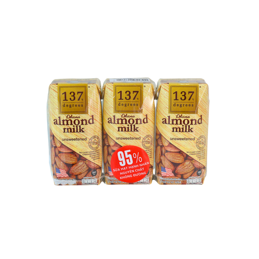 Sữa Hạt Hạnh Nhân Nguyên Chất Không Đường 137 Degrees (3 x 180ml)