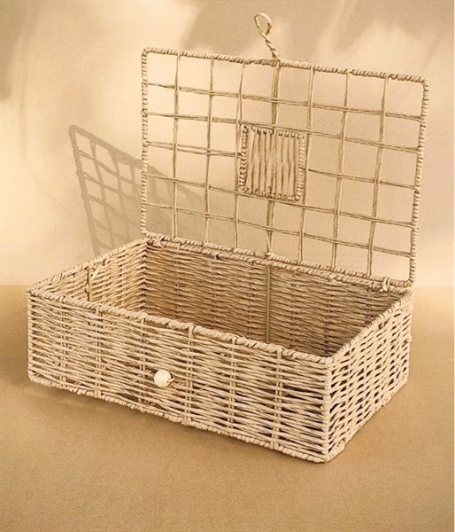 Hộp quà trái cây chữ nhật MÂY NẮP ĐAN Ô VUÔNG