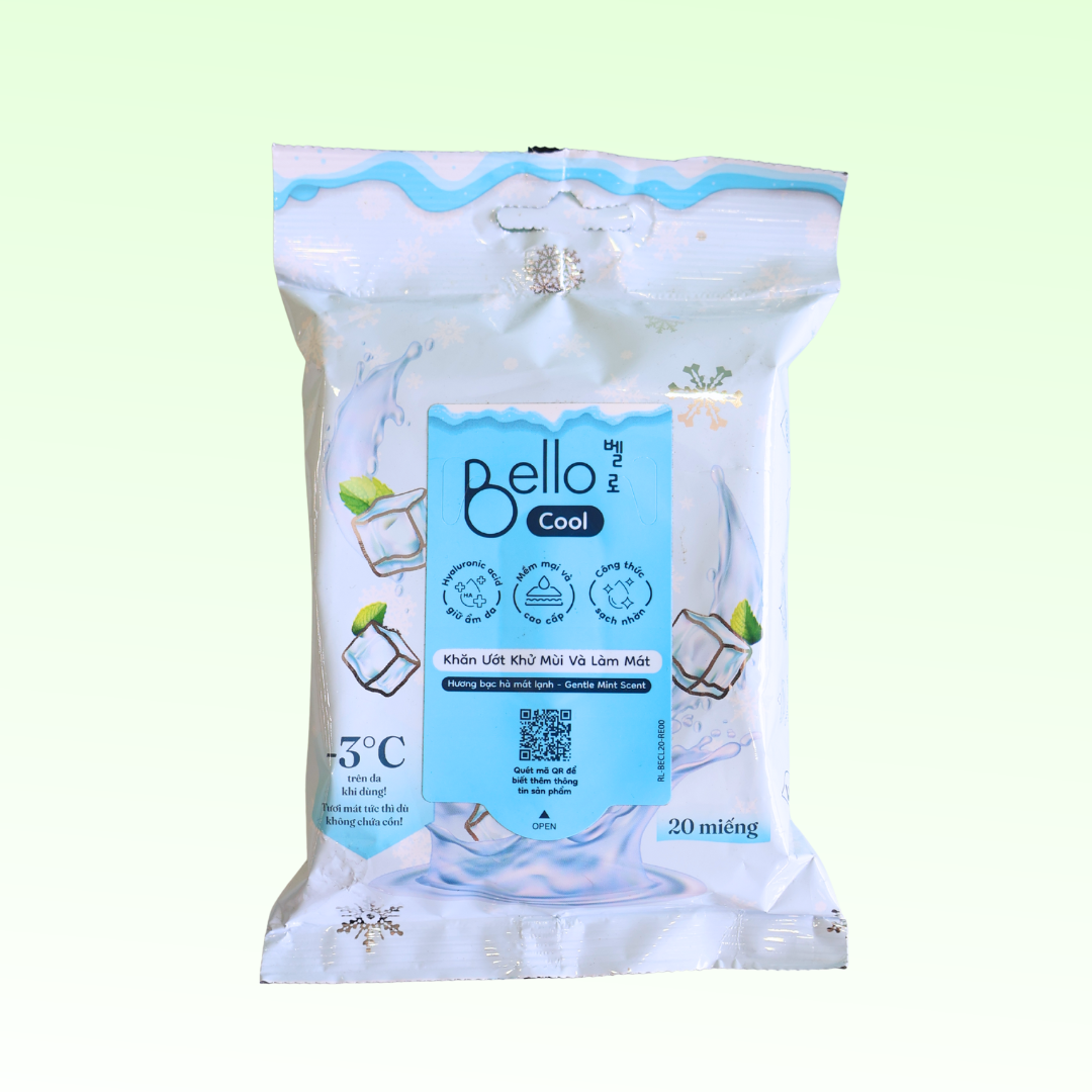 Khăn ướt BELLO Cool khử mùi và làm mát (20m)