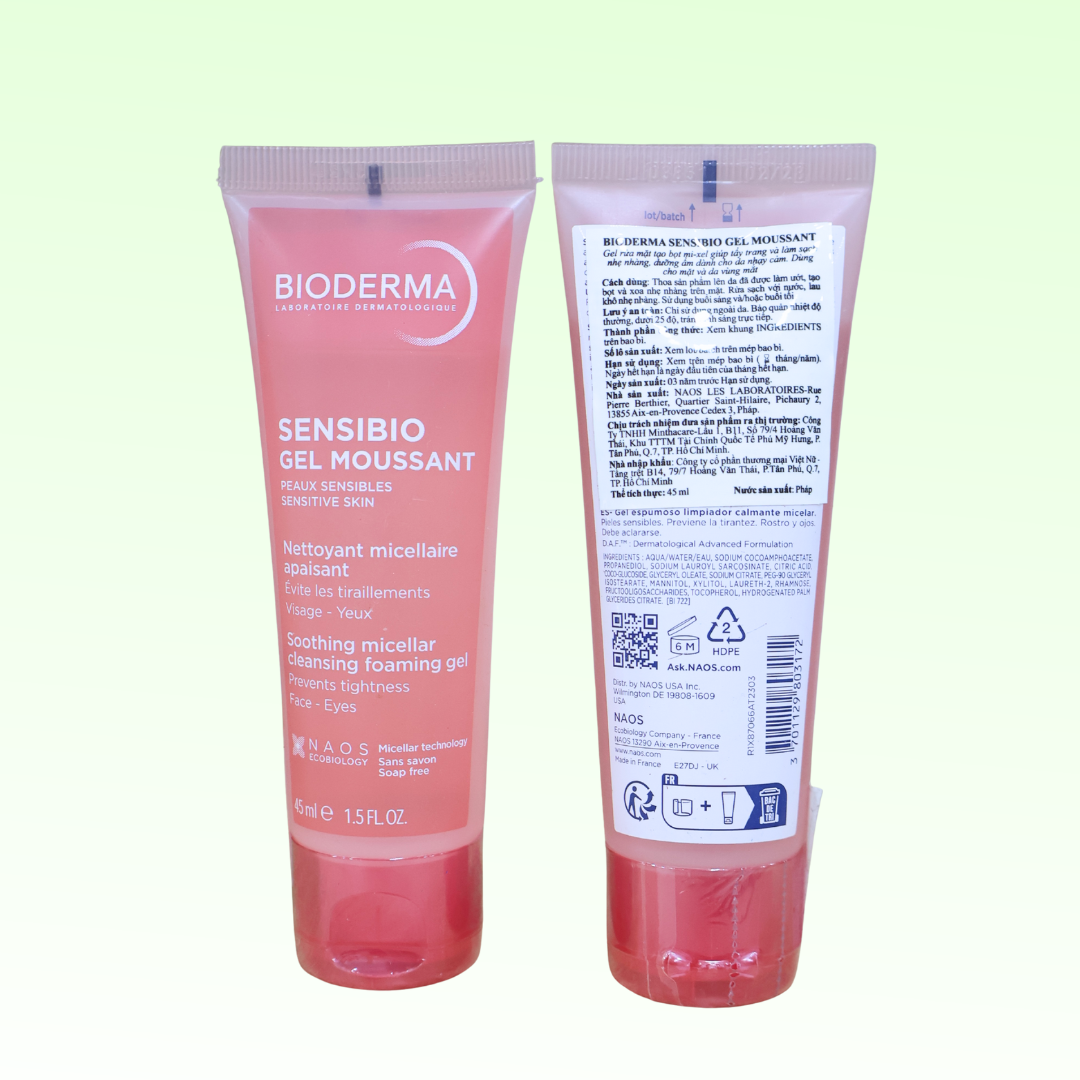 Gel rửa mặt Bioderma sensibio gel moussant lọ*45ml