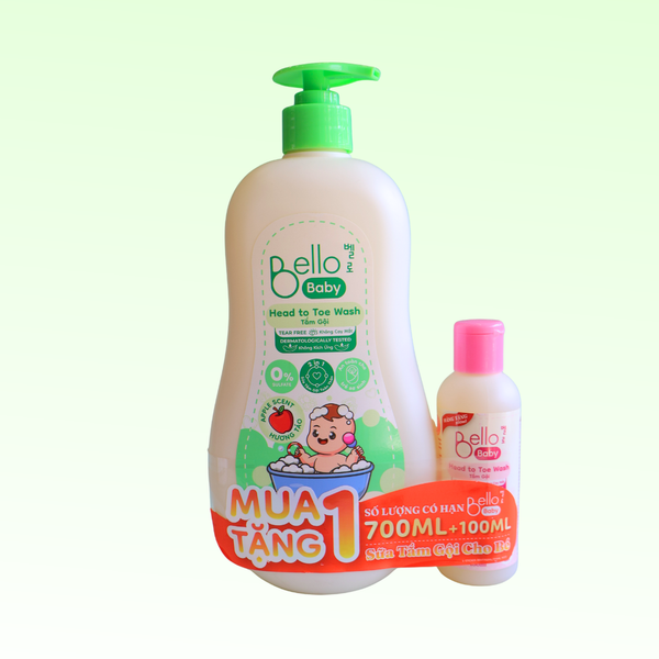 Tắm gội cho bé BELLO Baby hương táo (700ml)