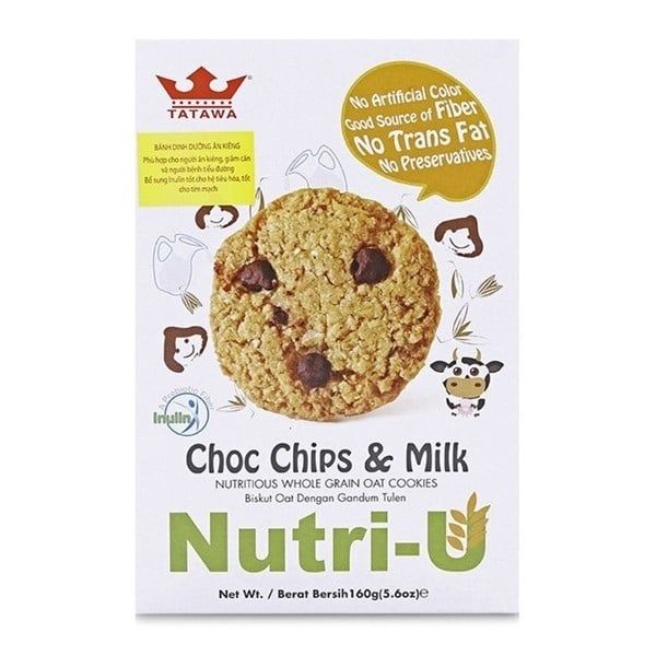 Bánh ăn kiêng Nutri-U choc chips & milk (160g)