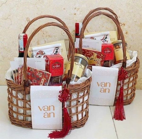 Giỏ mây đan nâu