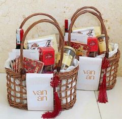 Giỏ mây đan nâu