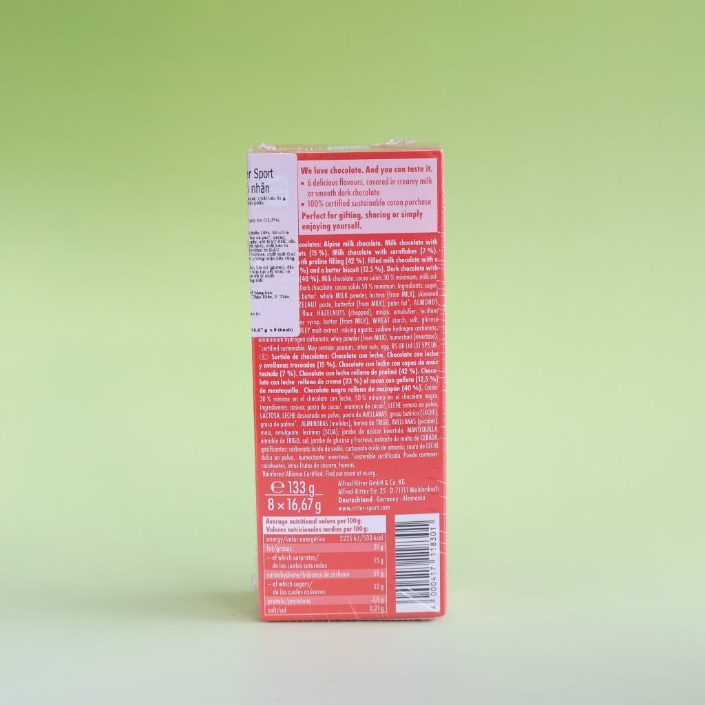 Socola Ritter Sport Mini 6 Vị (133g)