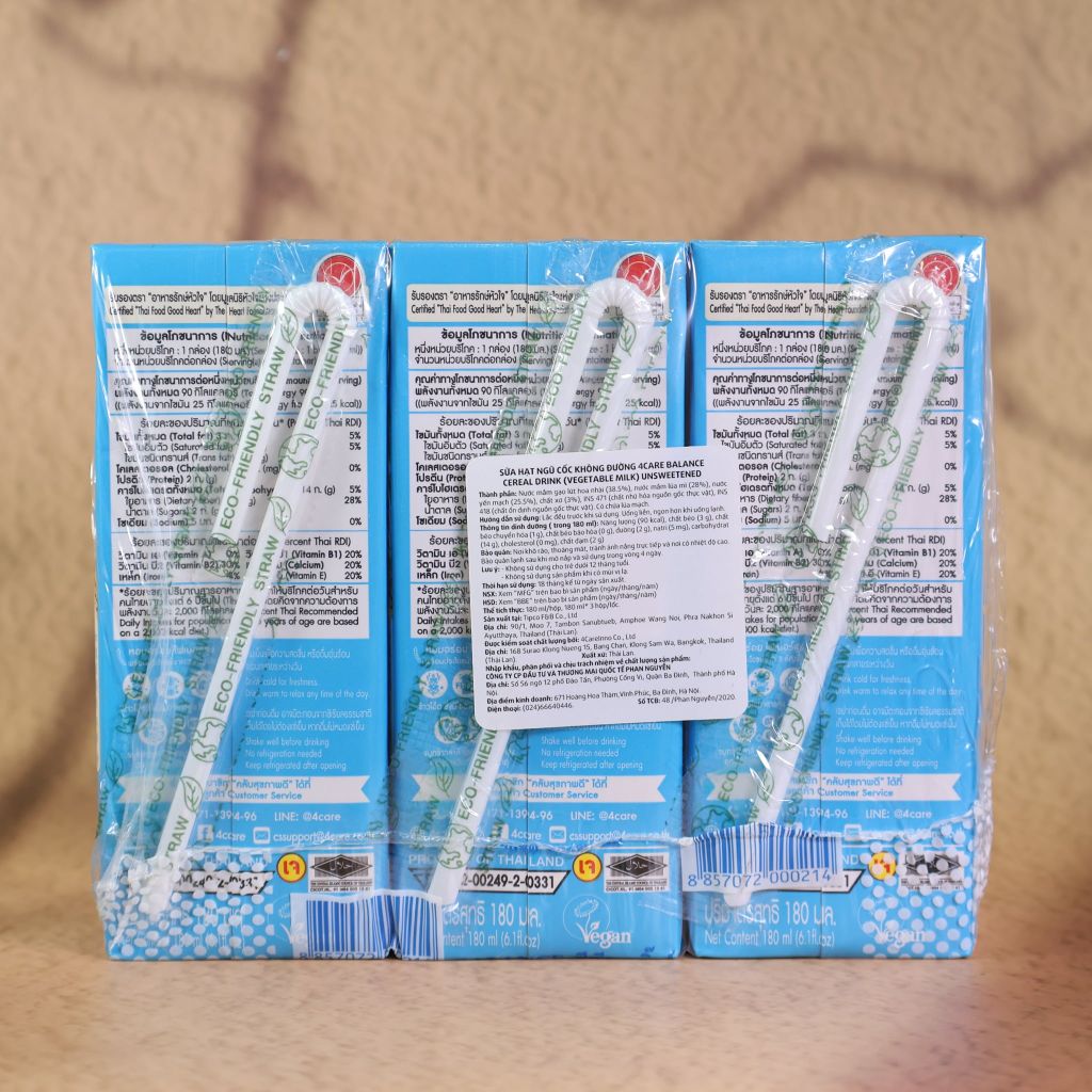 Sữa Hạt Ngũ Cốc Không Đường 4Care Balance (180ml)