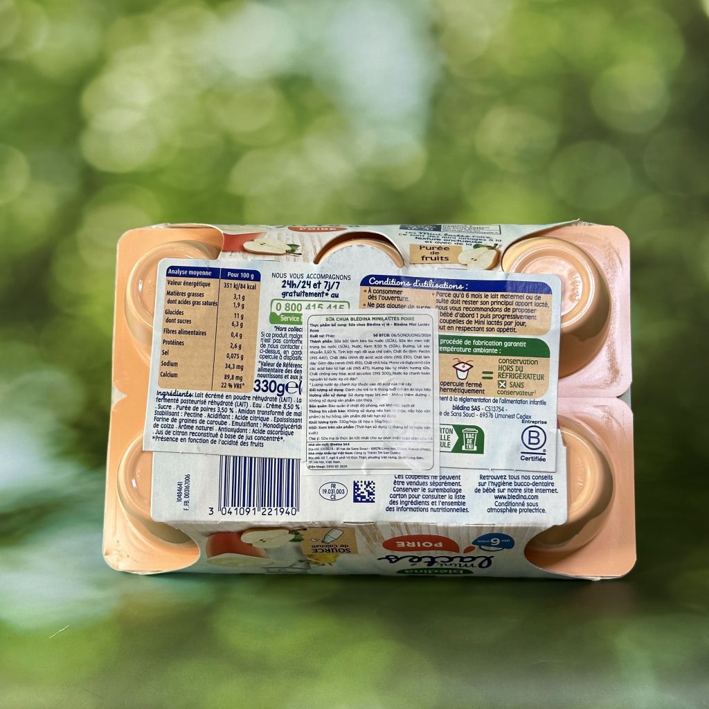 Sữa Chua Blédina Mini Lactés Vị Poire (330g)
