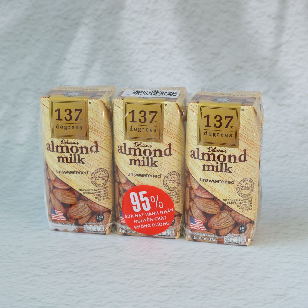 Sữa Hạt Hạnh Nhân Nguyên Chất Không Đường 137 Degrees (3 x 180ml)