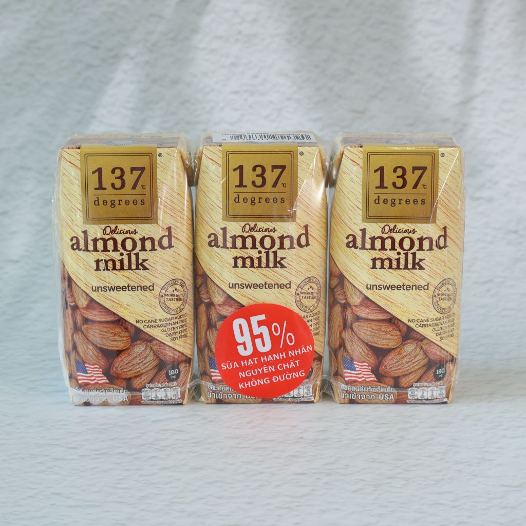 Sữa Hạt Hạnh Nhân Nguyên Chất Không Đường 137 Degrees (3 x 180ml)