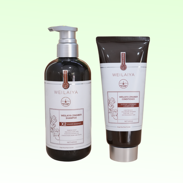 Bộ dầu gội gừng hỗ trợ mọc tóc giảm lão hóa da đầu Weilaiya Luxury 420ml