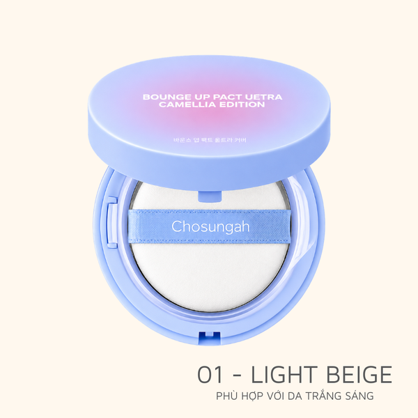 WONDER BATH - Kem Chống Nắng Sản phẩm trang điểm Phấn Nước Chosungah TM Bounce Up Pact Ultra Camellia Edition 01 Light Beige – Bảo Vệ Da Trước Tia UV