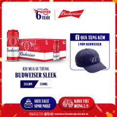 [FREESHIP] Bia Budweiser Sleek Thùng 24 Lon 330ml - Tặng 1 Nón Budweiser Phiên Bản Giới Hạn - QUÀ TẶNG KHÔNG BÁN