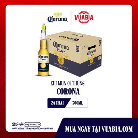 Bia Corona Extra Thùng 24 Chai 300ml Chính Hãng - Date từ Tháng 12/2025
