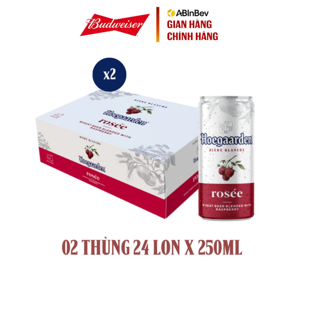Combo 2 Thùng 24 Lon Bia Hoegaarden Rosée (250ml/lon) - Sản Phẩm Mới