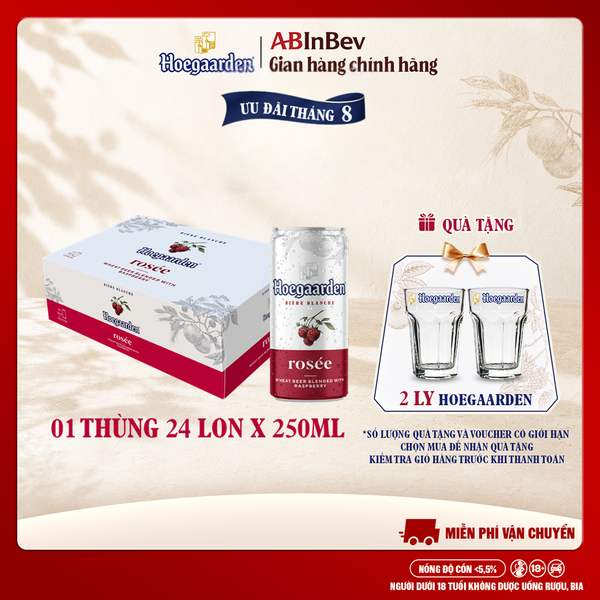 Bia Hoegaarden Rosée Thùng 24 Lon 250ml Chính Hãng
