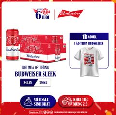 [FREESHIP] Bia Budweiser Sleek Combo 2 Thùng 24 Lon 330ml - Tặng 1 Áo Thun Budweiser Phiên Bản Giới Hạn - QUÀ TẶNG KHÔNG BÁN