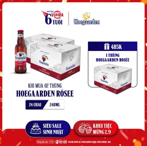 [Chỉ Áp Dụng Miền Bắc] [FREESHIP] Bia Hoegaarden Rosée Combo 2 Thùng 24 Chai 248ml - Tặng 1 Thùng Bia Hoegaarden Rosée 24 Chai 248ml
