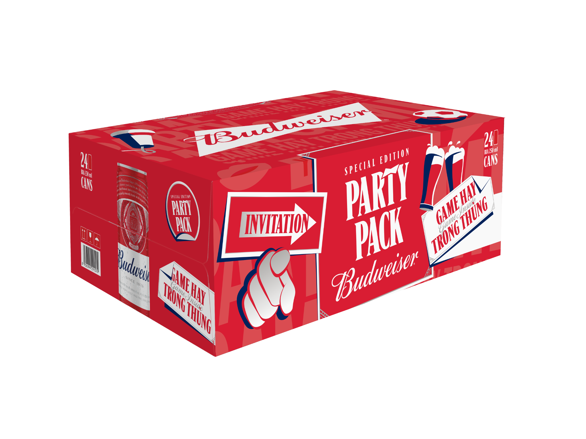 Combo 2 Thùng 24 Lon Bia Budweiser PartyPack Chính Hãng (250ml/lon)