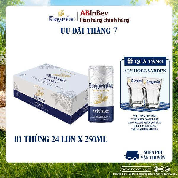 Bia Hoegaarden White Thùng 24 Lon 250ml Chính Hãng Mới